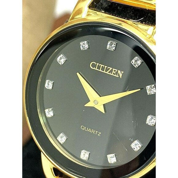 Citizen Women's Watch EZ6372-69E Quartz 26mm Black Dial Gold Tone Steel - Picture 1 of 13
